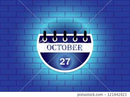 October 27th calendar date displayed on a blue brick wall background. Perfect for scheduling, reminders, or event planning. October 27th calendar date displayed on a blue brick wall background. Perfect for scheduling, reminders, or event planning. 121842821