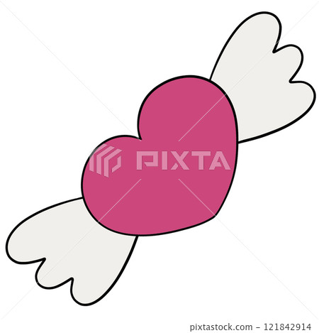 Valentine pink heart with white wings for card and gift decoration 121842914
