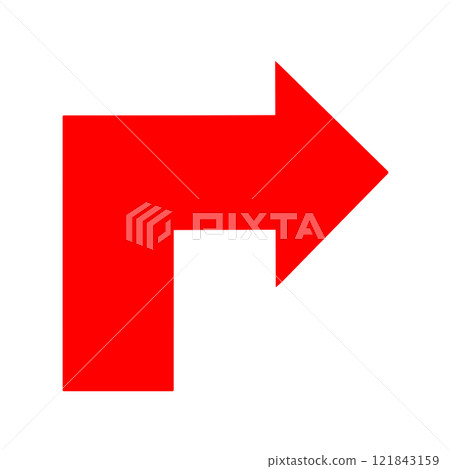 Illustration of an arrow bent at a right angle Illustration of an arrow bent at a right angle 121843159