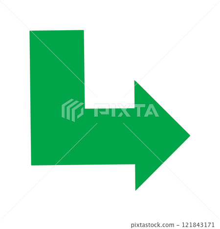 Illustration of an arrow bent at a right angle 121843171