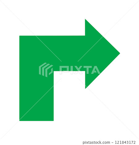 Illustration of an arrow bent at a right angle 121843172