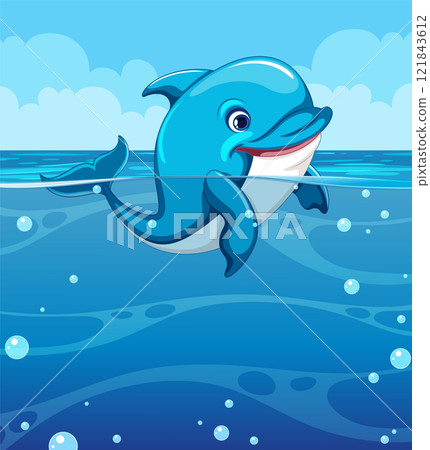 Playful Dolphin in Ocean Waves 121843612