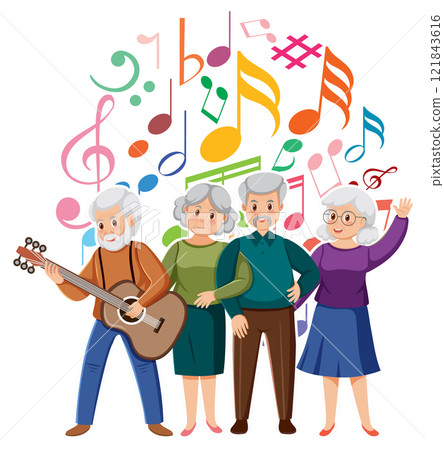 Elderly Group Enjoying Music Together 121843616