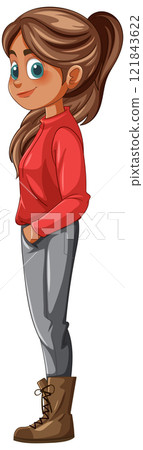 Stylish Girl in Red Jacket 121843622
