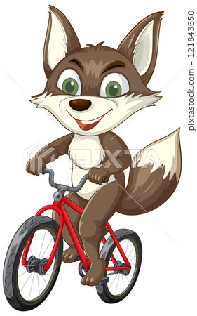 Fox Riding a Red Bicycle 121843650