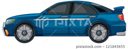 Sleek Blue Sedan Illustration 121843655