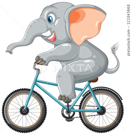 Elephant Riding a Bicycle Illustration Elephant Riding a Bicycle Illustration 121843668