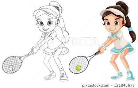 Young Girl Playing Tennis 121843672