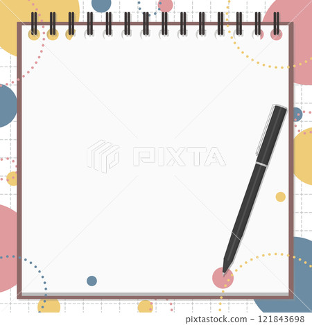 Notepad and ballpoint pen set, pop background 121843698
