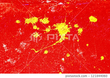 Paint drips onto the road. Construction paint.  121844060