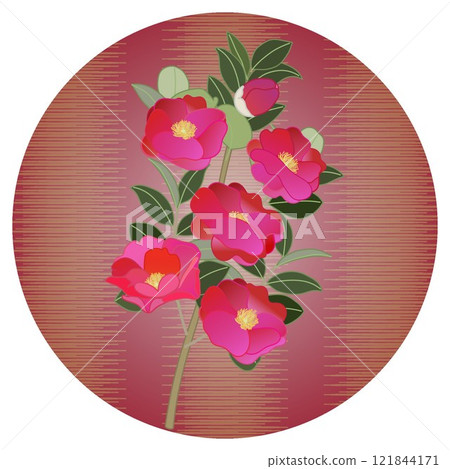 圓形背景的山茶花插圖 圓形背景的山茶花插圖 121844171