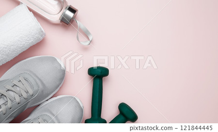 Athletes equipment. Healthy lifestyle 121844445