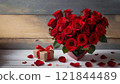 Red roses and a presentation box Valentine's Day 121844489