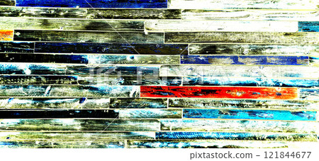 wooden plank background, short focus, typed wooden surface from short planks, changed color scheme. 121844677