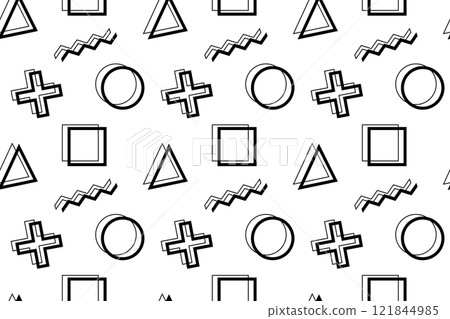 Black and White Geometric Pattern with Abstract Shapes 121844985