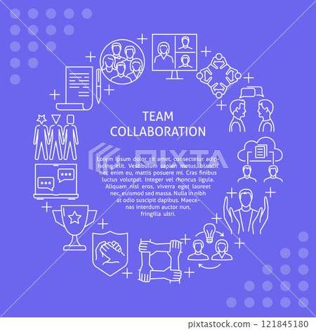 Team collaboration round banner with place for text 121845180