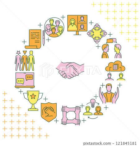 Cooperation and agreement round banner Cooperation and agreement round banner 121845181