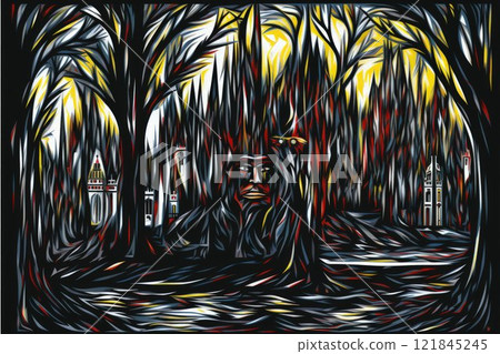 Vengeful banshees, their mournful cries echoing through haunted forests - Generative AI Vengeful banshees, their mournful cries echoing through haunted forests - Generative AI 121845245
