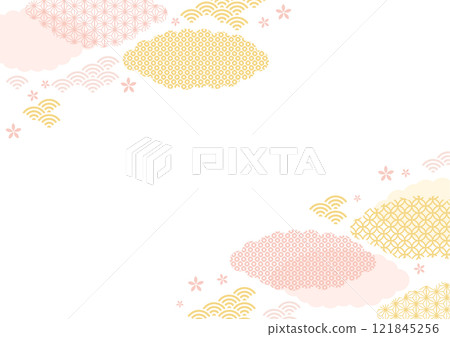 Cute Japanese pattern cloud-shaped Japanese style frame Cute Japanese pattern cloud-shaped Japanese style frame 121845256