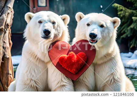 Cool funny polar teddy bears in love on Valentine's Day Cool funny polar teddy bears in love on Valentine's Day 121846100