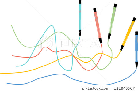 Graphic material illustration of drawing lines with a ballpoint pen Graphic material illustration of drawing lines with a ballpoint pen 121846507