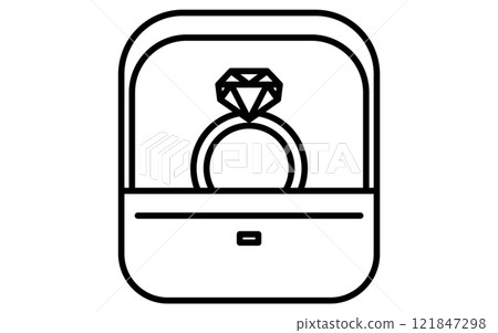 Diamond ring, simple and cute black and white Valentine icon Diamond ring, simple and cute black and white Valentine icon 121847298