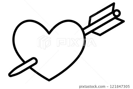 丘比特之箭射中的心,簡單可愛的黑白情人節圖標 丘比特之箭射中的心,簡單可愛的黑白情人節圖標 121847305
