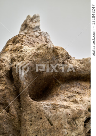 Close-Up Of a big Rock Against White Background 121848247