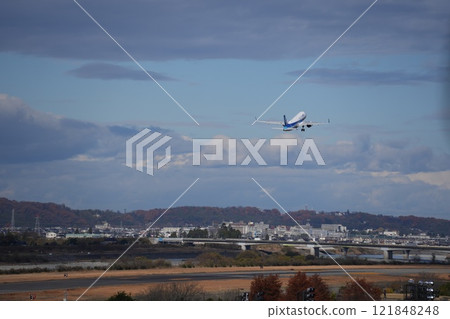 A plane taking off from Toyama Airport A plane taking off from Toyama Airport 121848248