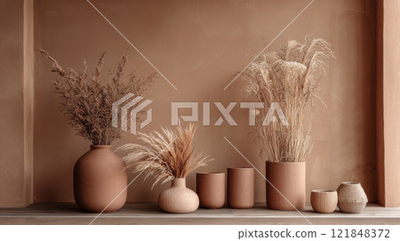 Creative concept in Trend color 2025 Mocha Mousse pantone, generated AI 121848372