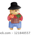 Chubby Cartoon Bear Holding a Basket of Vegetables Illustration Adorable and Wholesome Art. 121848557
