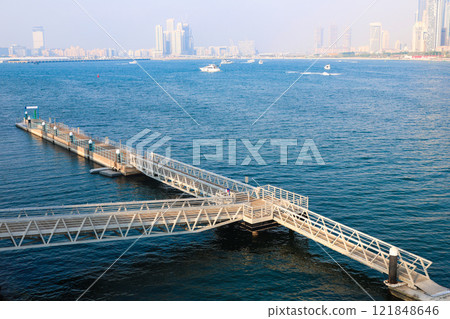 Pier for sea city transport and pleasure boats 121848646