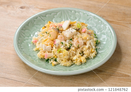 Seafood fried rice, seafood fried rice, seafood fried rice, seafood mix used. Seafood fried rice, seafood fried rice, seafood fried rice, seafood mix used. 121848762