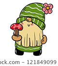 Genome Character Holding a Red Mushroom Illustration. 121849099