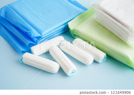 Sanitary hygiene set for woman menstrual period cycle protection. 121849906