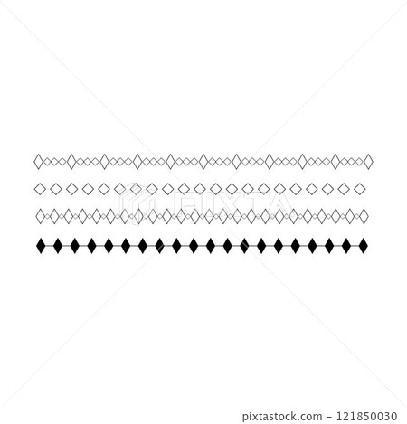 Border icon, rhombus shape divider horizontal line vector for decorative vintage doodle element for design in vector illustration 121850030