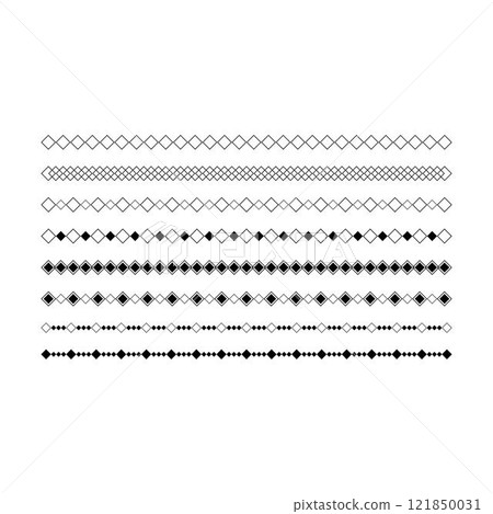 Border icon, rhombus shape divider horizontal line vector for decorative vintage doodle element for design in vector illustration 121850031