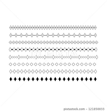 Border icon, rhombus shape divider horizontal line vector for decorative vintage doodle element for design in vector illustration Border icon, rhombus shape divider horizontal line vector for decorative vintage doodle element for design in vector illustration 121850033