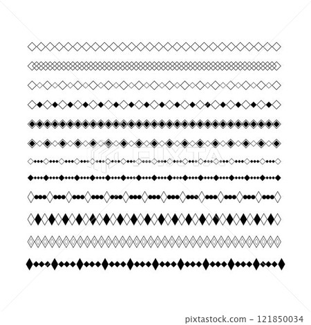 Border icon, rhombus shape divider horizontal line vector for decorative vintage doodle element for design in vector illustration Border icon, rhombus shape divider horizontal line vector for decorative vintage doodle element for design in vector illustration 121850034