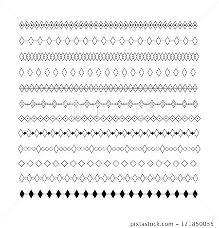 Border icon, rhombus shape divider horizontal line vector for decorative vintage doodle element for design in vector illustration Border icon, rhombus shape divider horizontal line vector for decorative vintage doodle element for design in vector illustration 121850035
