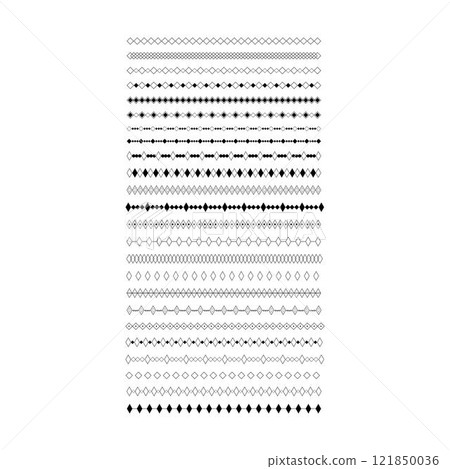 Border icon, rhombus shape divider horizontal line vector for decorative vintage doodle element for design in vector illustration Border icon, rhombus shape divider horizontal line vector for decorative vintage doodle element for design in vector illustration 121850036