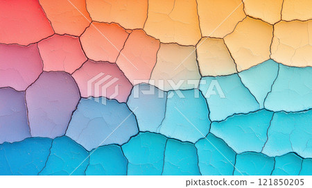 Vibrant textured abstract background with colorful cracked patterns and smooth gradients. 121850205