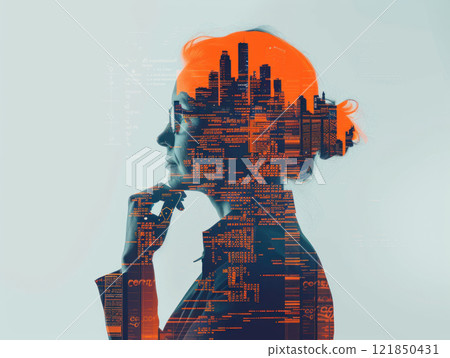 Economist using AI to forecast GDP trends, successor, economic forecasting Economist using AI to forecast GDP trends, successor, economic forecasting 121850431