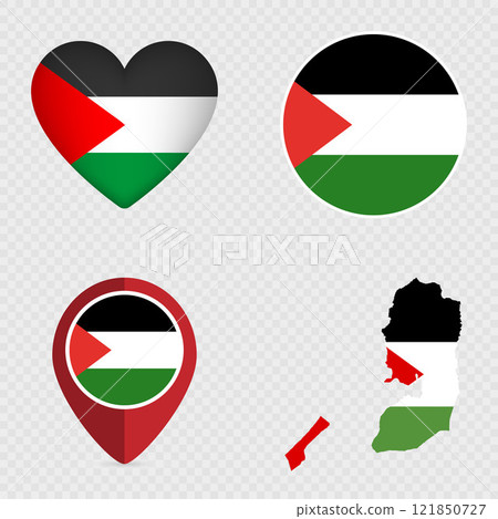 Palestine Flag Icons Pack. Vector illustration. 121850727