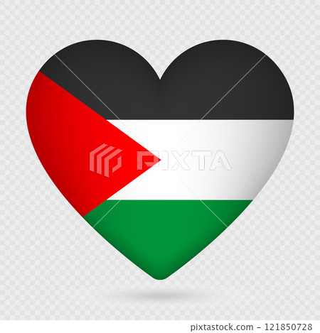 Palestine flag in heart shape. Vector illustration. Palestine flag in heart shape. Vector illustration. 121850728