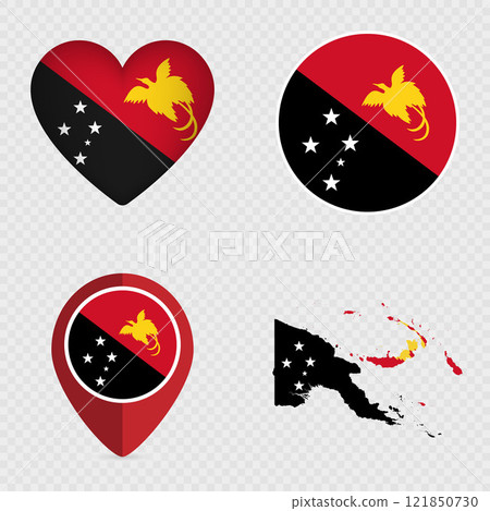 Papua New Guinea Flag Icons Pack. Vector illustration. Papua New Guinea Flag Icons Pack. Vector illustration. 121850730
