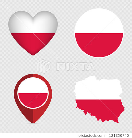 Poland Flag Icons Pack. Vector illustration. 121850740