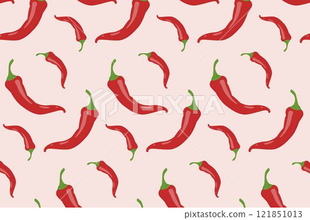 Chili pepper pattern. Vector illustration in flat style Chili pepper pattern. Vector illustration in flat style 121851013
