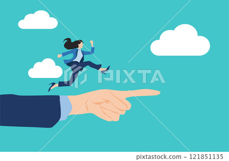 Illustration of a businesswoman achieving her goal 121851135