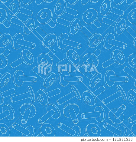 Mechanical engineering drawings on blue background. Cutter, assembly tool with replaceable multi-faceted plate. Technical Design. Cover. Blueprint. Vector illustration. 121851533